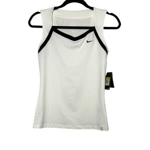 Nike Dri-FIT Tennis Tank Top Size Small White Black Athletic NWT